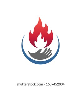 
Hand and fire logo design