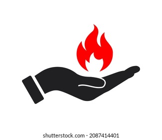Hand Fire logo design. Fire logo with Hand concept vector. Hand and Fire logo design