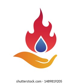 Hand With Fire and Water Logo Design