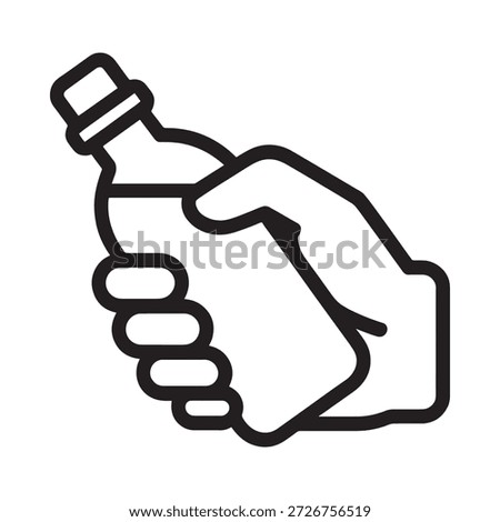 A hand firmly grasping a plastic bottle in a simple line art style