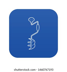 Hand fishing ice drill icon blue vector isolated on white background