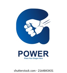 Hand fist abstract letter G vector logo design. Suitable for fitness, business, initial and hand symbol