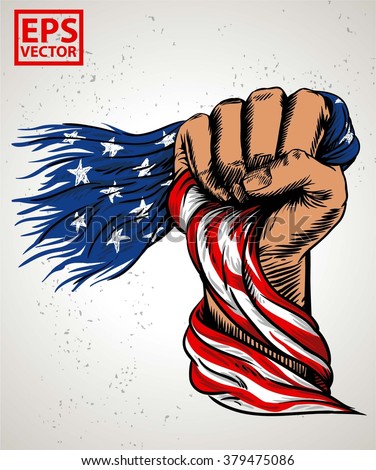 HAND FIST AMERICAN FLAG ILLUSTRATION PRINT Stock Vector (Royalty Free ...