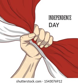 hand fist arm the symbol of national awakening day, and poland independence day with poland flag background red white
