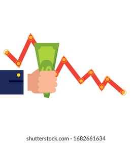 hand fist with bill cash and infographic isolated icon vector illustration design