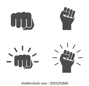 hand fist closed and hit icon isolated on white background