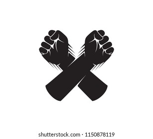 hand fist cross vector logo design template