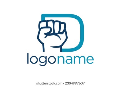 Hand fist and D letter concept. Very suitable in various business purposes also for icon, logo, symbol and many more.