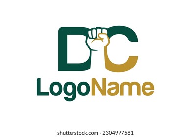 Hand fist and DC letter concept. Very suitable in various business purposes also for icon, logo, symbol and many more.