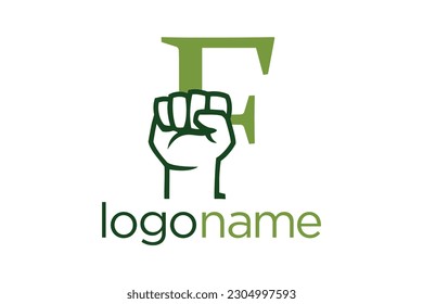 Hand fist and F letter concept. Very suitable in various business purposes also for icon, logo, symbol and many more.