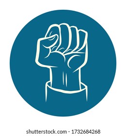 hand fist fight protest gesture. Comics caricature pop art retro illustration drawing