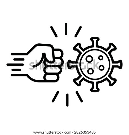 A hand in a fist fighting coronavirus germs, symbolizing health protection and immunity.