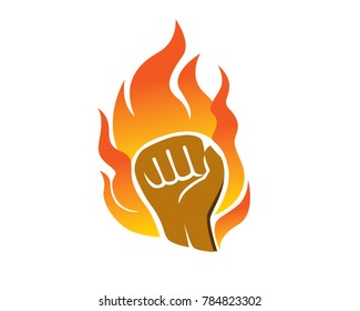 Hand Fist in Fire Spirit of Patriotism