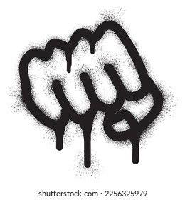 Hand fist graffiti with black  Spray paint. Vector illustration