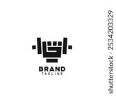 Hand fist holding lifting a barbell or dumbbell Logo Symbol Design Flat Style Vector
