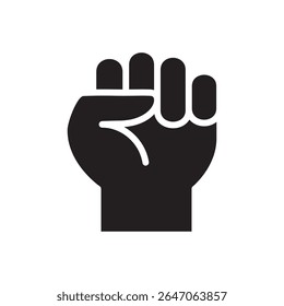 Ícone de punho. Ícone de punho levantado. Símbolo ícone de protesto, forte, coragem, confiança, ativismo, solidariedade, resistência, sucesso, força, forte. Ilustração vetorial