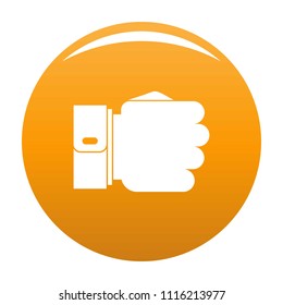 Hand fist icon. Simple illustration of hand fist vector icon for any design orange