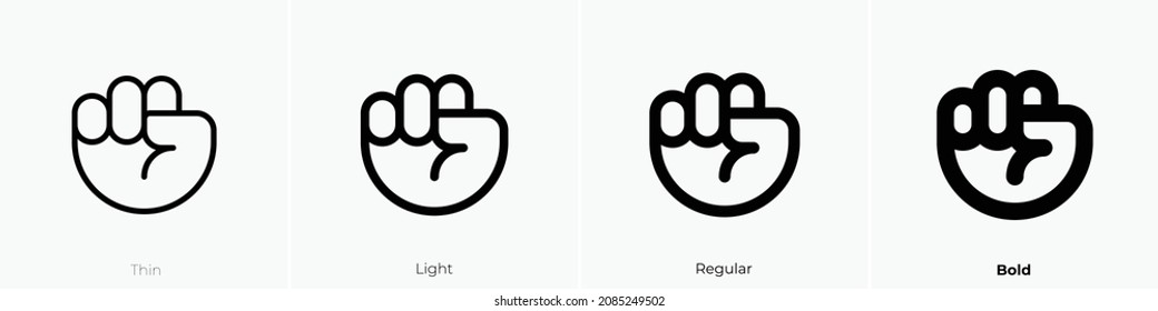 hand fist icon. Thin, Light Regular And Bold style design isolated on white background