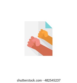 Hand fist icons in flat color style. Vintage propaganda poster