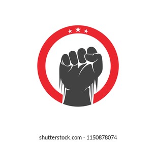hand fist inside a circle vector logo design template