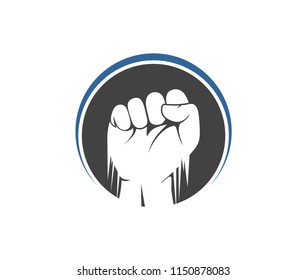 hand fist inside a circle vector logo design template