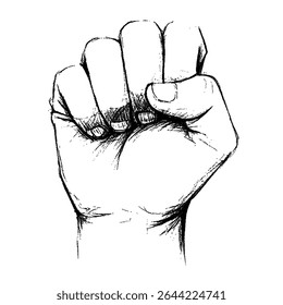 Hand fist isolated on white background sketch