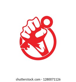 hand fist key to success symbol motion logo vector