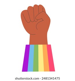 Hand in fist LGBT isolated on white background. LGBT pride community
