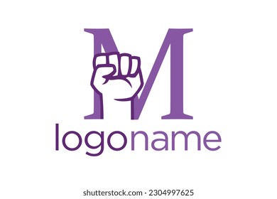 Hand fist and M letter concept. Very suitable in various business purposes also for icon, logo, symbol and many more.