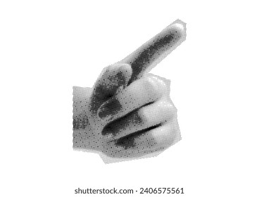 hand, fist, palm, dots Punk y2k black and white collage elements