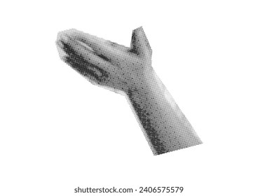hand, fist, palm, dots Punk y2k black and white collage elements