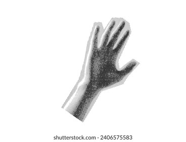 hand, fist, palm, dots Punk y2k black and white collage elements
