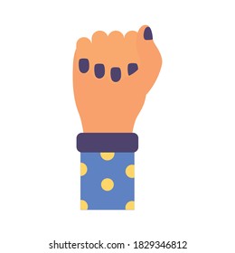 hand fist with points in sleeve feminism flat style icon vector illustration design