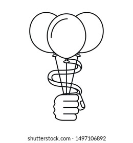 hand fist power with balloons helium