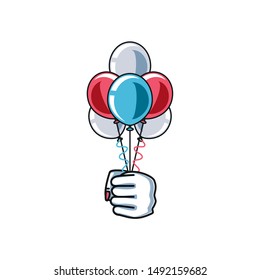 hand fist power female with balloons helium