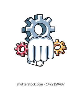 hand fist power with gears pinions
