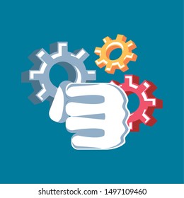 hand fist power with gears pinions