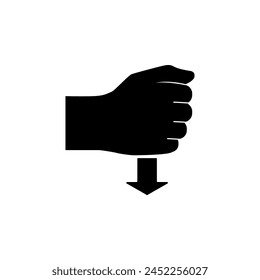 Hand in Fist Pressing Down flat vector icon. Simple solid symbol isolated on white background
