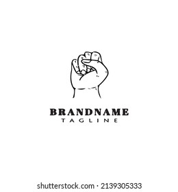 hand fist protest logo cartoon icon design template black modern isolated illustration