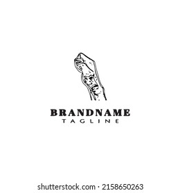 hand fist protest logo cartoon icon design template black modern isolated illustration
