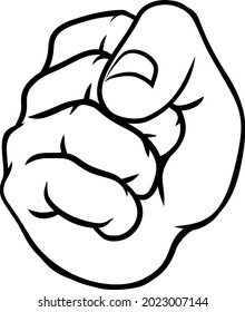 A hand in a fist punching cartoon illustration