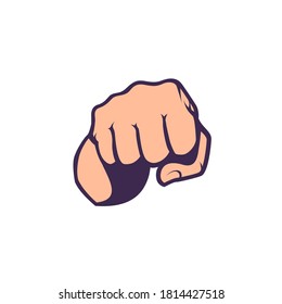 Hand, fist punching or hitting. Concept for political, social, sports poster. Vector illustration.