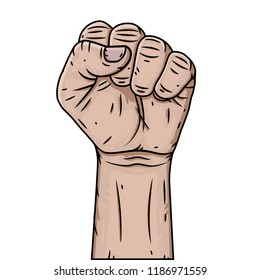 Hand with a fist raised up