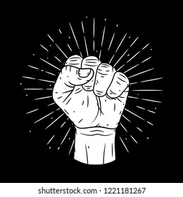 Hand with a fist raised up