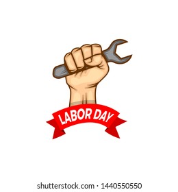 hand fist raised up labor day  may day illustration- vector