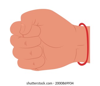 Hand in Faust mit rotem Armband