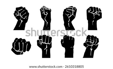 Hand Fist Silhouette Vector, Power, Protest, and Unity Symbol Illustration