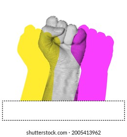 Hand in Fist Spiral Contour. Feminism poster template