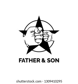 hand, fist, star, father and son logo design inspiration