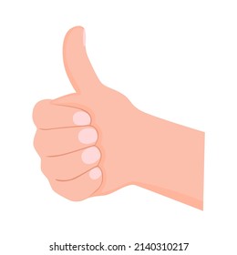 Hand in fist with thumb up vector illustration. Hand gesture indicating approval. Symbol well isolated object cartoon